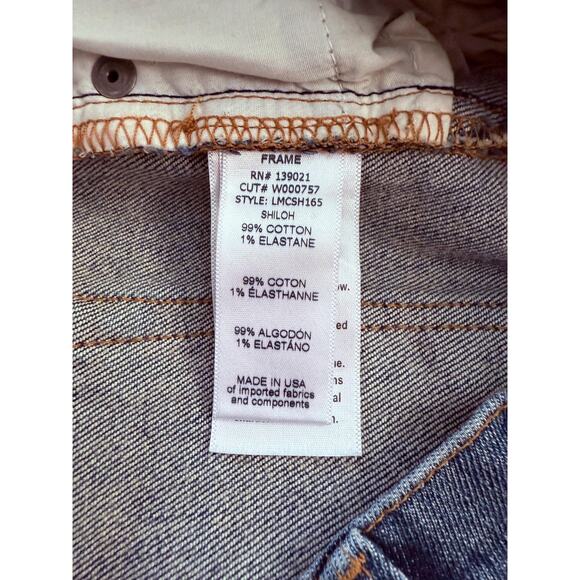 Frame Denim Shorts Women's Sz 31 Blue Shiloh Distressed Cut Off Raw Hem Made USA - Picture 7 of 9